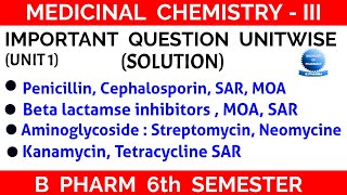 Medicinal chemistry 6th semester important question ll Solution ll Unit 1 ll Pharma lectures ll [upl. by Torrlow232]