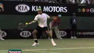 Roger Federer  Slow Motion Running and Running Forehand [upl. by Nenerb]