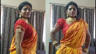 Bengali ATPOURE saree drape  আটপৌরে বাঙালি শাড়ি Tutorial [upl. by Esorbma]