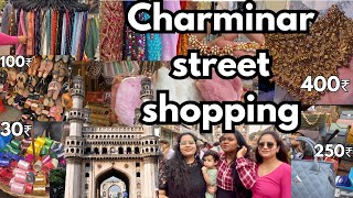 Charminar street shopping  cheapest items  streetshopping charminar budgetshopping jewellery [upl. by Nyladnor630]