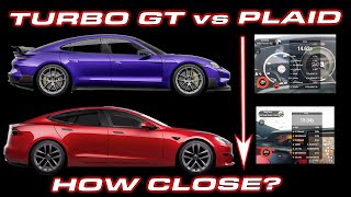 1019 HP Taycan Turbo GT vs 1020 HP Tesla Model S Plaid 060 MPH 14 Mie 12 Mile Comparison [upl. by Alderman]