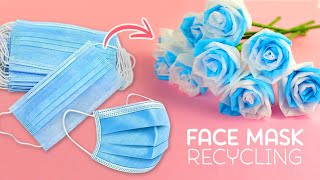 Easy Rose Flowers using Face Mask  Face Mask Flower Making [upl. by Enirhtac291]