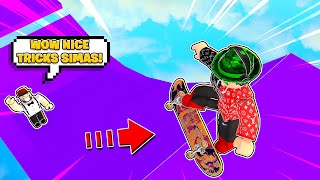 SIMASGAMER AND SGDAD DOING INSANE TRICKS WITH SKATEBOARD AT A GIANT SKATEPARK OBBY in ROBLOX [upl. by Iralav]