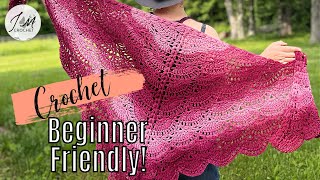 🌸Crochet A Beautiful amp Lacy Shawl BEGINNER Friendly Flora Blossom Shawl Crochet Shawl crochet [upl. by Nidroj211]