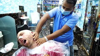 The ULTIMATE Indian Haircut EXPERIENCE in DUBAI  Head Shave and Back Massage  UAE [upl. by Sihun]