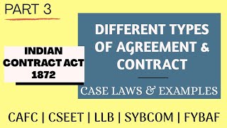 Types of Agreement and Contract  Kinds of Agreement and Contract  Indian Contract Act  PART 3 [upl. by Stephana341]