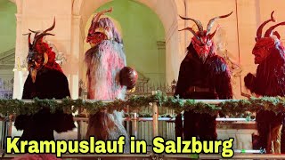 Krampuslauf in Salzburg 2023 Christkindlmarkt [upl. by Bernardina]