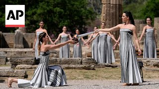 Rehearsal of 2024 Paris Olympics lighting ceremony at Ancient Olympia [upl. by Eenitsed]