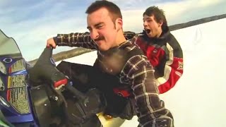 IDIOTS FLIP SNOWMACHINE OVER BUSTED NOSE [upl. by Lenra]