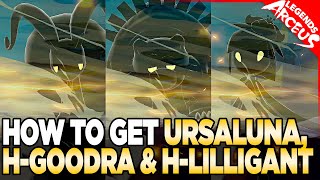 How to Get Ursaluna Hisuian Goodra and Hisuian Lilligant in Pokemon Legends Arceus [upl. by Anyehs805]