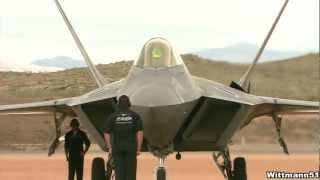 2012 Thunder over Utah Airshow  F22 Raptor startup preflight checks [upl. by Koser]