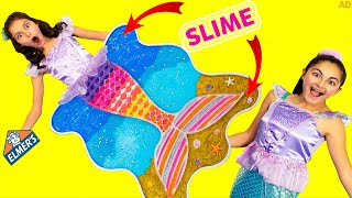 We made the Worlds first SLIME Mermaid Tail Art 🧜‍♀️ Elmers what if challenge [upl. by Hcone]