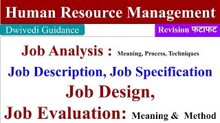 Job Analysis Job Description Job Specification Job Design Job Evaluation Human Resource HR [upl. by Therine]