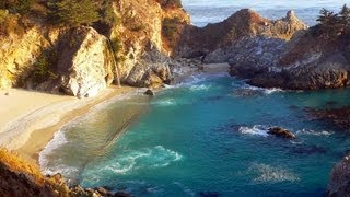 ♥♥ Relaxing 3 Hour Video of a Waterfall on an Ocean Beach at Sunset [upl. by Alyson]