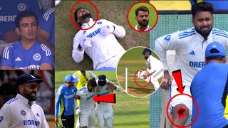 Gambhir Rohit Virat and Everyone shocked when Rishabh Pant leg injured badly Ind vs NZ 1st Test [upl. by Anuahsal]