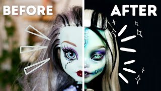 REVAMPING OLD DOLLS 🖌️ MONSTER HIGH FRANKIESTIEN REPAINT  relaxing Doll Repaint ooak  etellan [upl. by Neeluj]