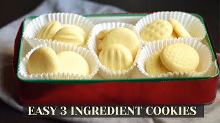 Easy 3 ingredient cookies3 ingredient sugar cookiesButter Cookie RecipeEasy Cookie Recipe [upl. by Asenej]