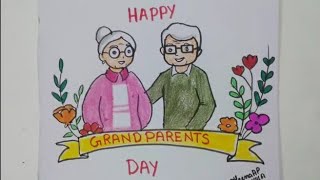 HAPPY GRANDPARENTS DAY POSTER DRAWING2021GRAND PARENTS DAY EASY CARD DRAWINGHOWTODRAW GRANPARENTS [upl. by Staford]