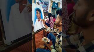 First Time Painted Live Portrait ♥️ artandcraft trendingshort paintings [upl. by Iralam]