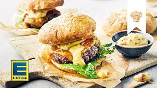 Burger mit Baconnaise  Rezept mit selbstgemachten Burger Buns  EDEKA [upl. by Enelyak526]