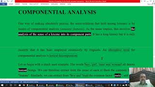 Componential analysis lecture 14 semantics bs 4 [upl. by Stockwell666]