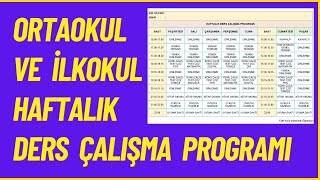 Ortaokul ve İlkokul Haftalık Ders Çalışma Programı [upl. by Gerardo602]