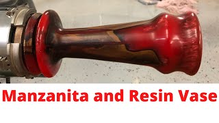 Woodturning  Manzanita Wood and Resin Vase [upl. by Proudlove107]