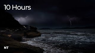 Lightning Ocean Thunderstorm  Stormy Weather Ocean Waves Rolling Thunder amp Rain Sounds for Sleep [upl. by Bannerman]