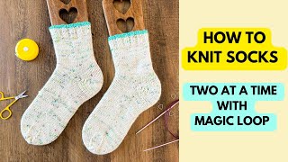 Knitting socks two at a time with magic loop  Step by Step Knitting Tutorial [upl. by Lance]