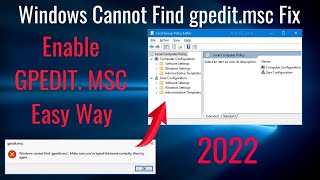 gpeditmsc missing windows 10 2022  Group Policy Editor missing  windows cannot find gpeditmsc [upl. by Kersten]