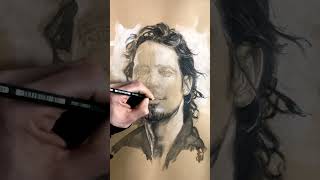 Sketching Chris Cornell art portrait ChrisCornell Soundgarden Audioslave [upl. by Adnahsal]