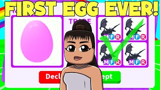 I TRADED THE FIRST EGG EVER IN GAME Adopt me [upl. by Horgan54]