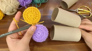 VERY NICE IDEA 😍Look what I did with the TOILET PAPER ROLL MY GIRL WILL LOVE THIS CROCHET RECYCLE [upl. by Aicena]