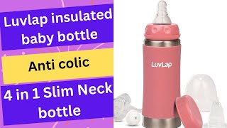 Luvlap insulated feeding bottle 4 in 1 slim neck bottle Unboxing amp Review Baby feeding bottle [upl. by Jovi405]