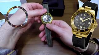 Steinhart Ocean 1 Bronze Green Unboxing amp Review  Comparison of Bronze amp Brass Divers [upl. by Anida]