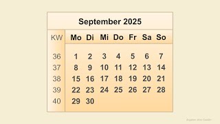 Kalender September 2025 [upl. by Del660]