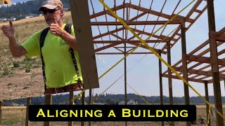 Aligning a Building ratchet straps Before sheathing a pole barn [upl. by Ramar]