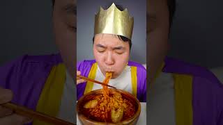 Spicy Noodles Crispy Fried Food Chicken and Sausage Skewers Mukbang ASMR shrots [upl. by Annemarie]