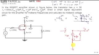 GATE 1994 ECE Mid band voltage gain of FET Amplifier [upl. by Ayekram]