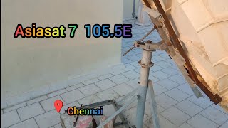 Asiasat 7 1055E CBand Channel tracked in sixfeet offset fiber dish used 5G LNB [upl. by Eillim45]