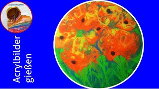 Acryl Fließtechnik Irisierende Farben auf runde Leinwand 🎨 Iridescent Paints On Round Canvas93 [upl. by Atnomed]