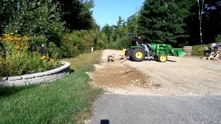 Using 6 Landscape Rake on a John Deere 2032R to Rake Rocks in Driveway [upl. by Aurelea527]