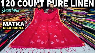 Pure Matka Silk With Silk Mark Certified  Pure Linen  Mul Cotton  Muslin  Kantha Stitch saree [upl. by Cesya]