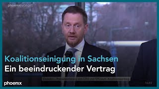 Pressekonferenz zum Koalitionsvertrag zwischen CDU und SPD in Sachsen am 041224 [upl. by Socher]