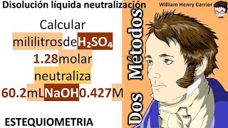 𝐍𝐞𝐮𝐭𝐫𝐚𝐥𝐢𝐳𝐚𝐜𝐢ó𝐧 Que mililitros H₂SO₄ 128 M neutralizan 602 mL KOH 0427 Molar [upl. by Yddub]