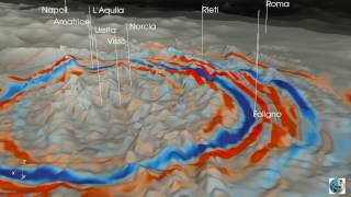 SHAKEMOVIE propagazione onde sismiche del terremoto Mw 59 del 26 ottobre 2016  Italia Centrale [upl. by Aicilif]