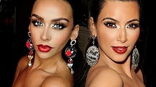 Kim Kardashian Bronze Smokey Eye amp Red Lips  FULL FACE [upl. by Aekan]