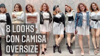 8 LOOKS CON LA CAMISA BLANCA OVERSIZE DE MODA 2021 [upl. by Hescock]