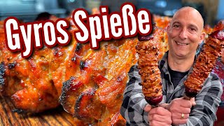 GyrosPortionsspieße nach griechischem Rezept  Westmünsterland BBQ [upl. by Enylorac689]