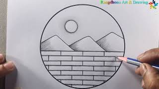 How to draw a Scenery in Circle  Cute Drawing  Pencil Art [upl. by Nojad]